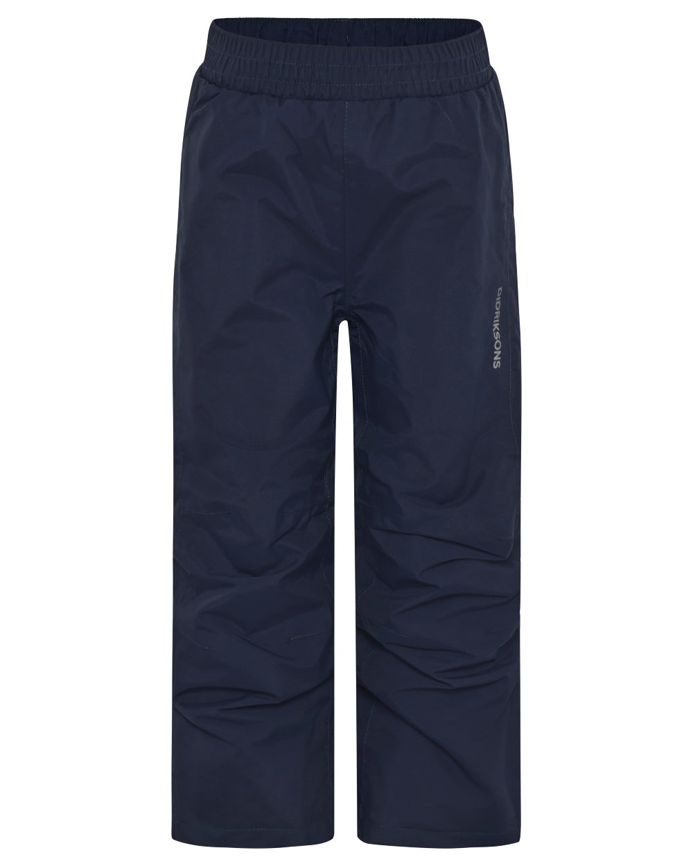 Navy coloured Didriksons Childrens Avan Pants 2 on white background 
