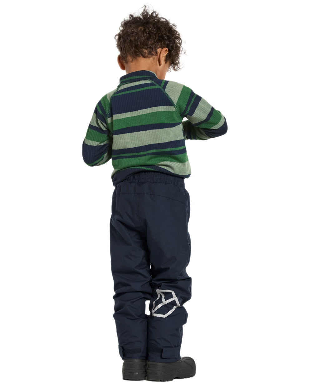 Navy coloured Didriksons Childrens Avan Pants 2 on white background 