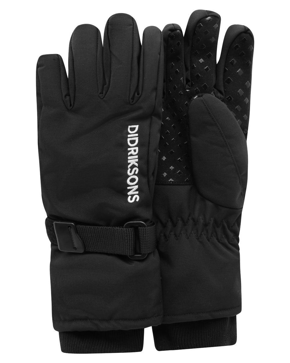 Black coloured Didriksons Childrens Biggles Gloves 4 on white background 