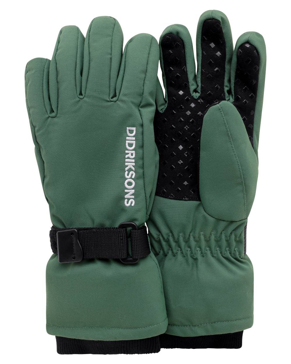 Dark Moss coloured Didriksons Childrens Biggles Gloves 4 on white background 