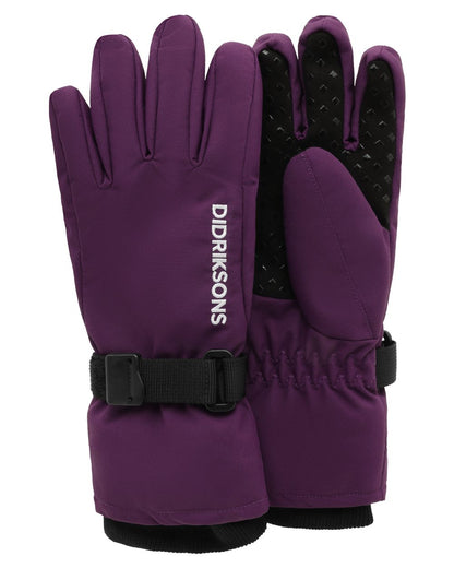Northen Purple coloured Didriksons Childrens Biggles Gloves 4 on white background 