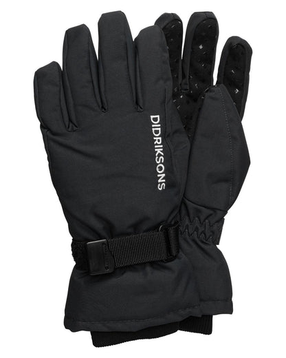 Black coloured Didriksons Childrens Biggles Gloves on white background 