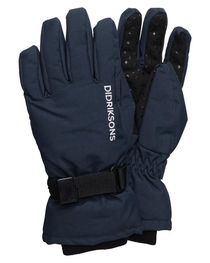 Navy coloured Didriksons Childrens Biggles Gloves on white background 