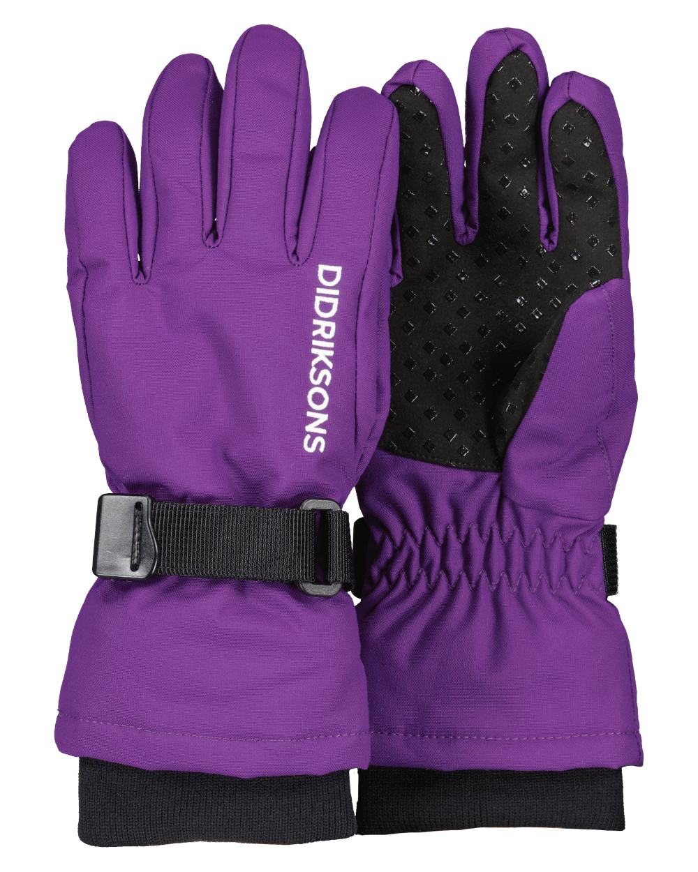 Royal Purple coloured Didriksons Childrens Biggles Gloves on white background 