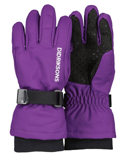Royal Purple coloured Didriksons Childrens Biggles Gloves on white background 