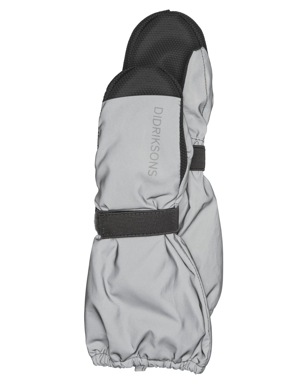 Silver coloured Didriksons Childrens Biggles Reflection Mittens on white background 