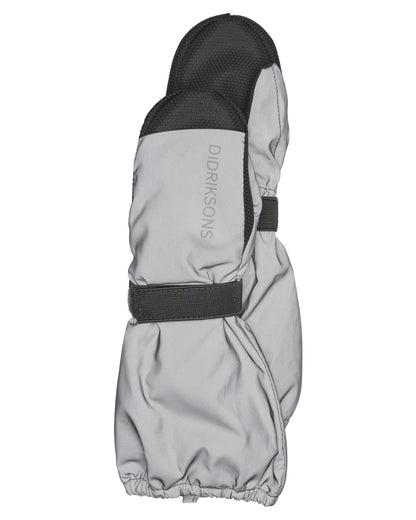 Silver coloured Didriksons Childrens Biggles Reflection Mittens on white background 