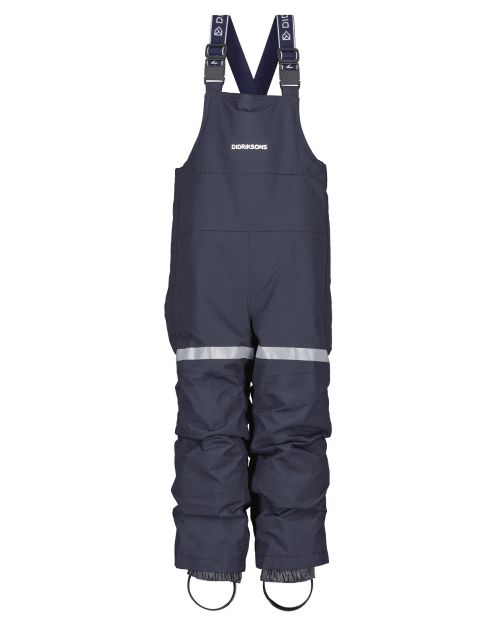 Navy coloured Didriksons Childrens Bjarven Bib Pants 3 on white background 