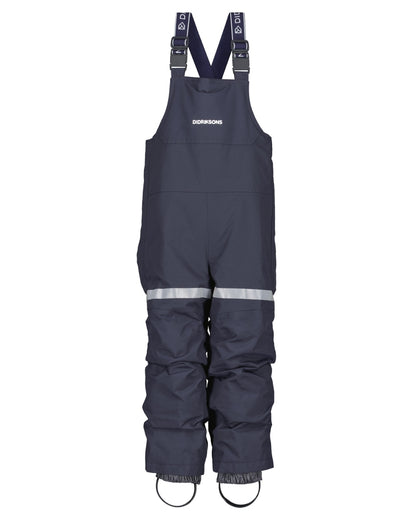 Navy coloured Didriksons Childrens Bjarven Bib Pants 3 on white background 