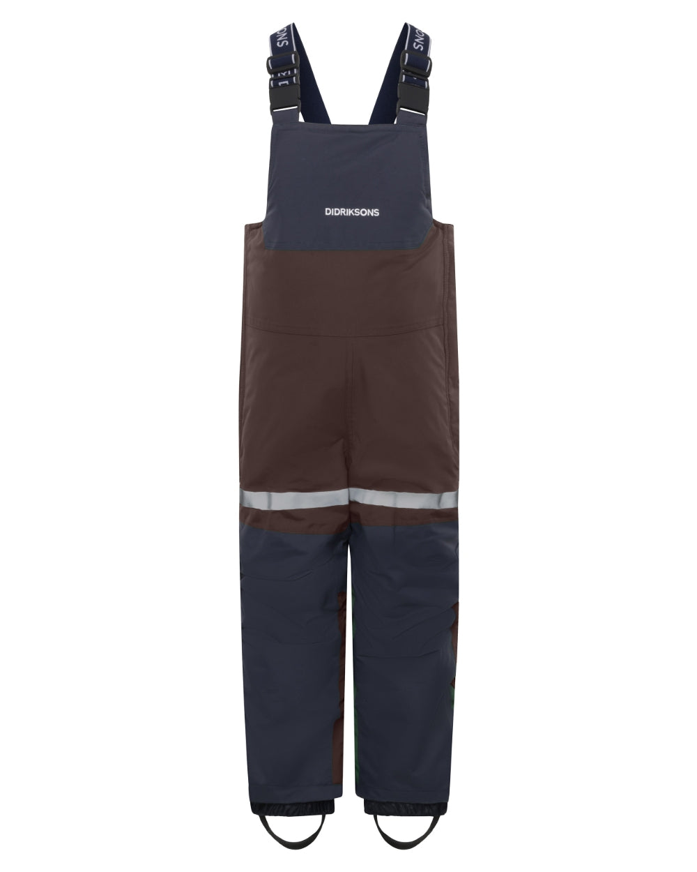 Shadow Brown coloured Didriksons Childrens Bjarven Bib Pants 3 on white background 