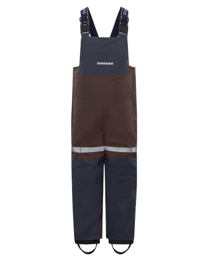 Shadow Brown coloured Didriksons Childrens Bjarven Bib Pants 3 on white background 