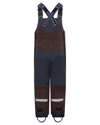 Shadow Brown coloured Didriksons Childrens Bjarven Bib Pants 3 on white background 