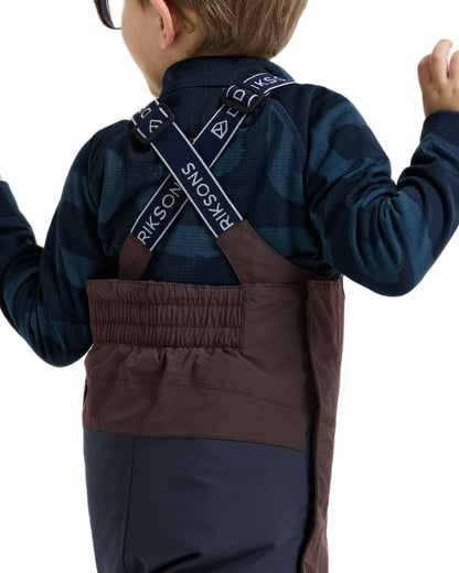 Shadow Brown coloured Didriksons Childrens Bjarven Bib Pants 3 on white background 
