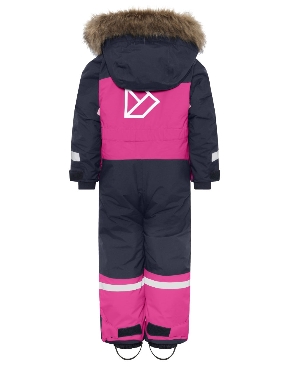 Cactus Pink coloured Didriksons Childrens Bjarven Coverall 5 on white background 
