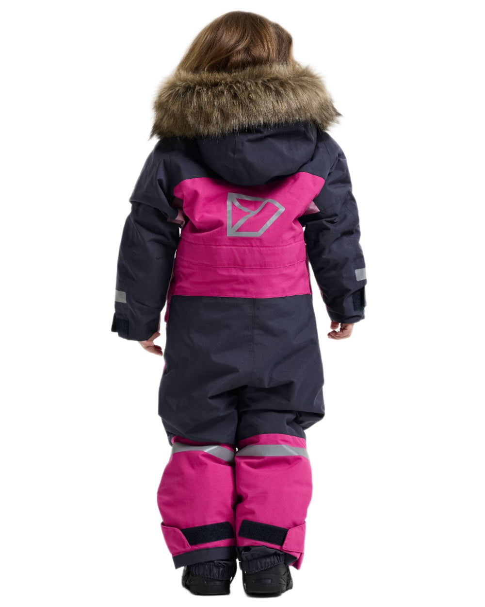 Cactus Pink coloured Didriksons Childrens Bjarven Coverall 5 on white background 