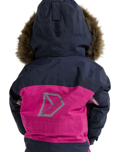 Cactus Pink coloured Didriksons Childrens Bjarven Coverall 5 on white background 