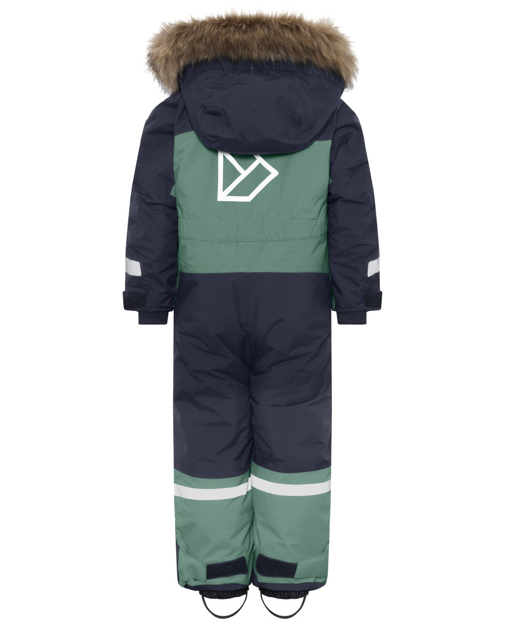 Dark Moss coloured Didriksons Childrens Bjarven Coverall 5 on white background 