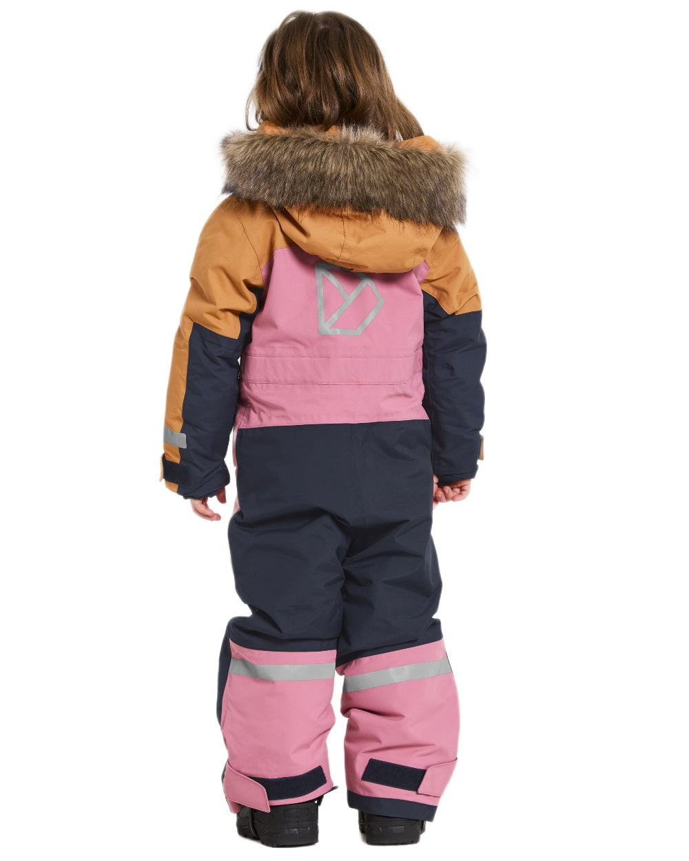Heather Pink coloured Didriksons Childrens Bjarven Coverall 5 on white background 
