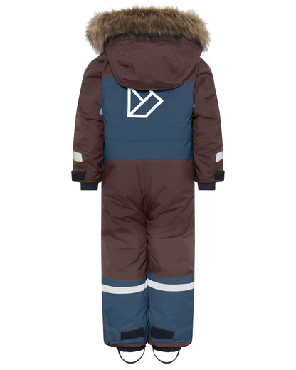 Mountain Blue coloured Didriksons Childrens Bjarven Coverall 5 on white background 