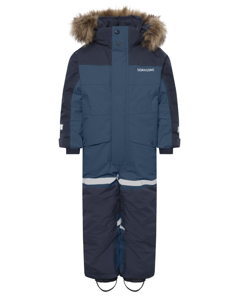 Navy coloured Didriksons Childrens Bjarven Coverall 5 on white background 