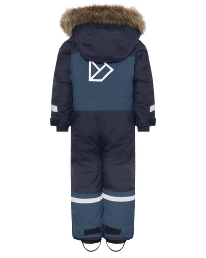 Navy coloured Didriksons Childrens Bjarven Coverall 5 on white background 