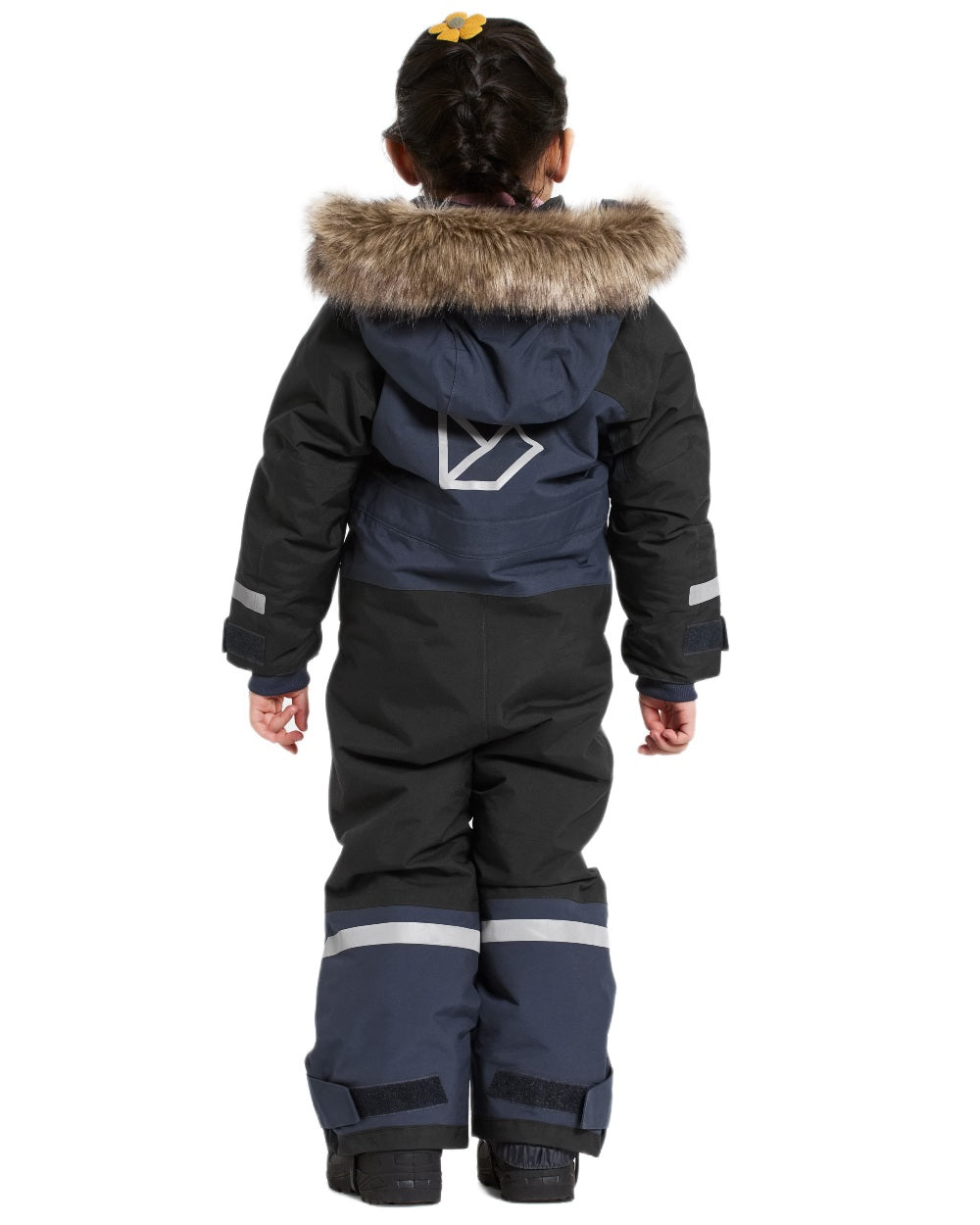 Navy coloured Didriksons Childrens Bjarven Coverall 5 on white background 