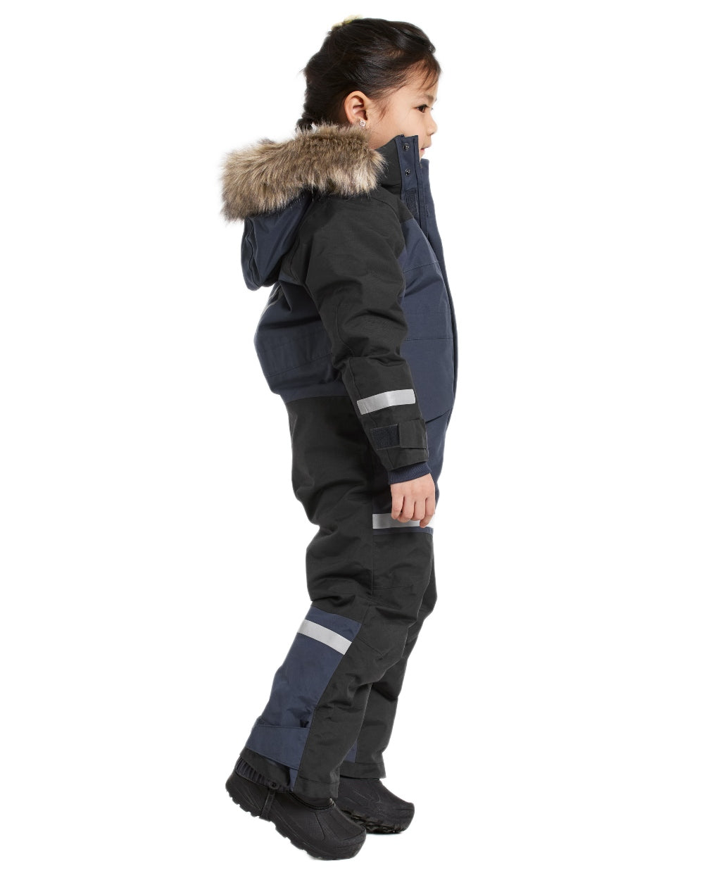 Navy coloured Didriksons Childrens Bjarven Coverall 5 on white background 