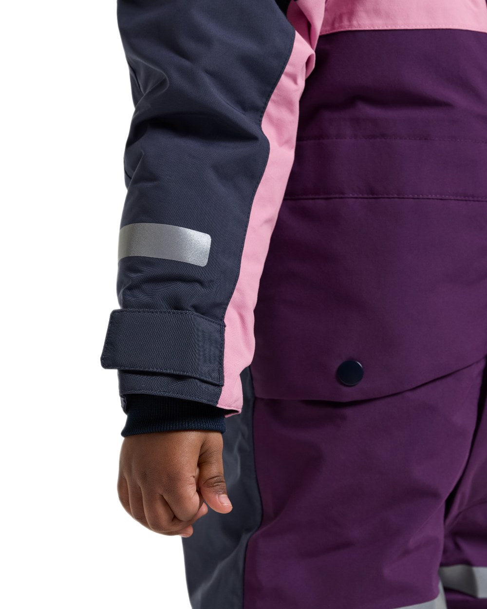 Northen Purple coloured Didriksons Childrens Bjarven Coverall 5 on white background 