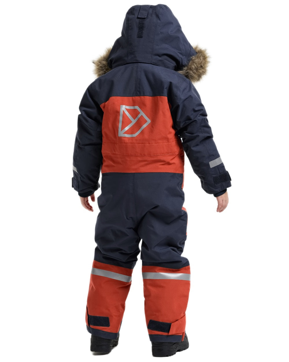 Rust coloured Didriksons Childrens Bjarven Coverall 5 on white background 