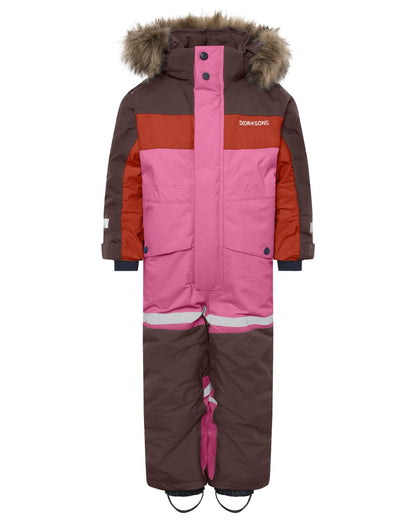 Shadow Brown coloured Didriksons Childrens Bjarven Coverall 5 on white background 