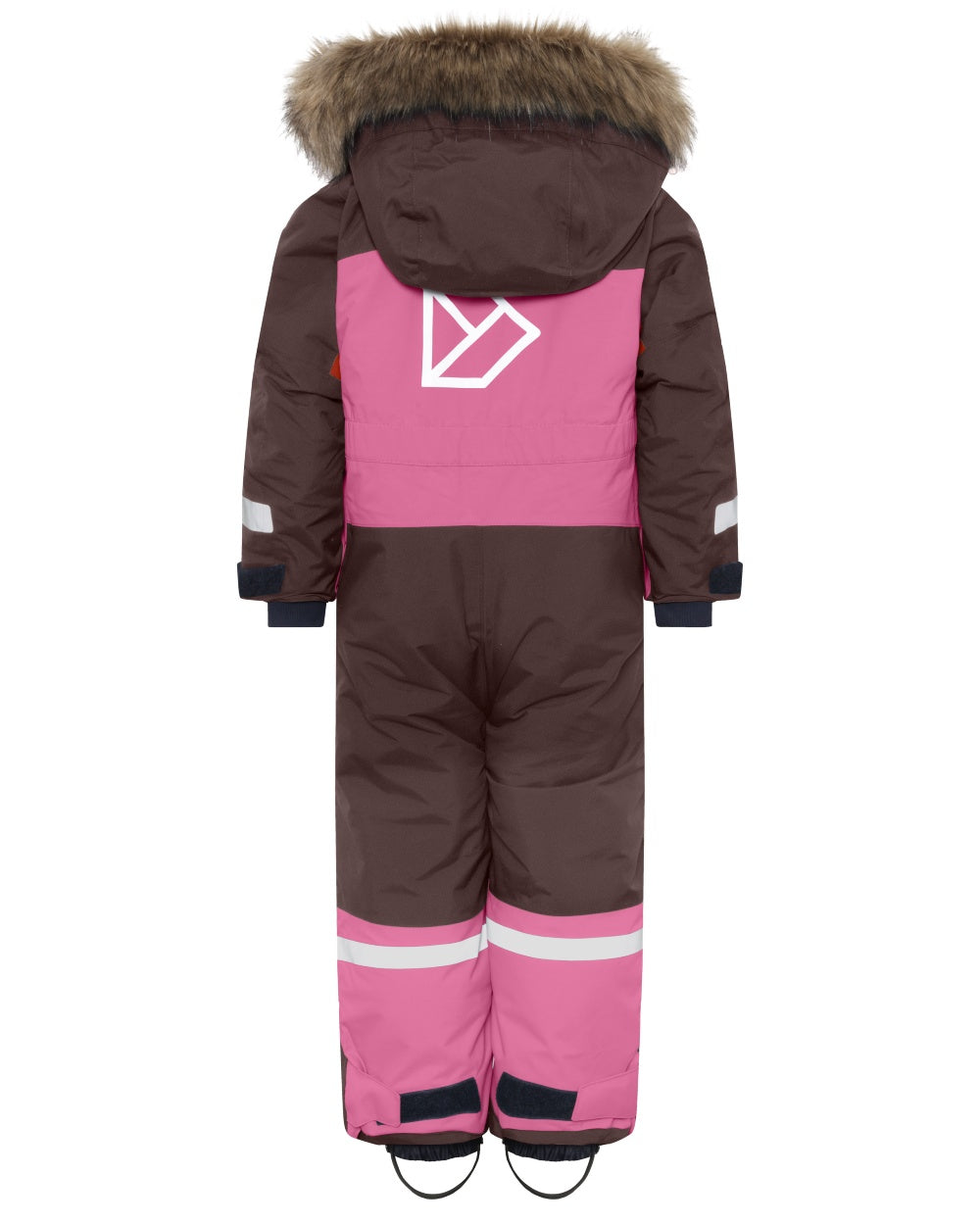 Shadow Brown coloured Didriksons Childrens Bjarven Coverall 5 on white background 