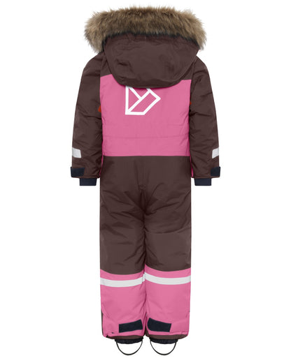 Shadow Brown coloured Didriksons Childrens Bjarven Coverall 5 on white background 