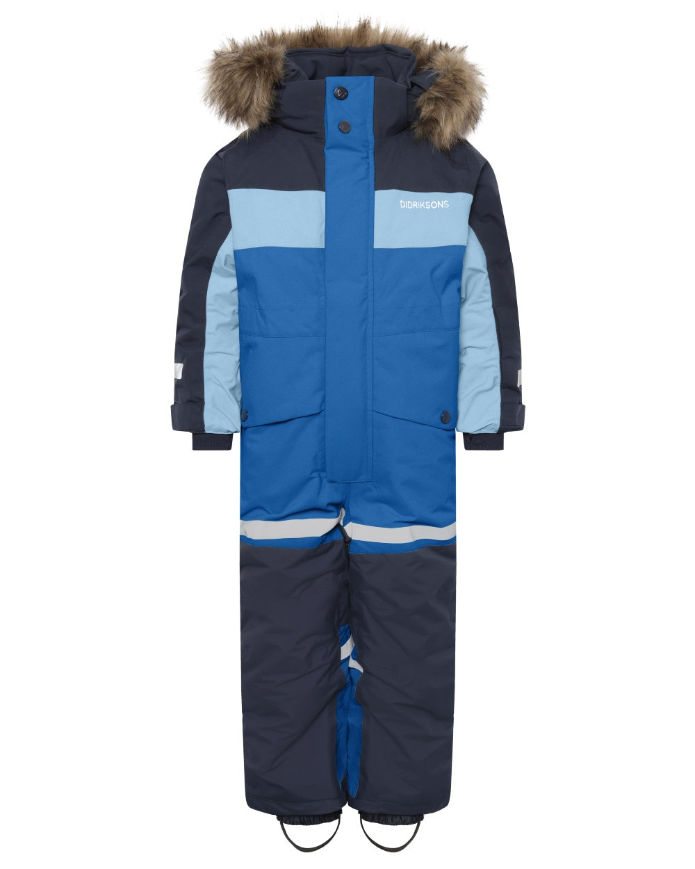 Ultramarine coloured Didriksons Childrens Bjarven Coverall 5 on white background 