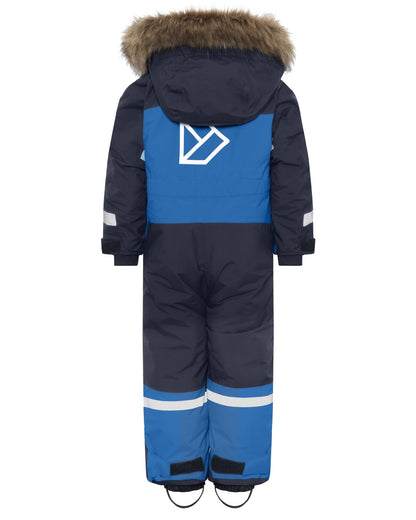 Ultramarine coloured Didriksons Childrens Bjarven Coverall 5 on white background 