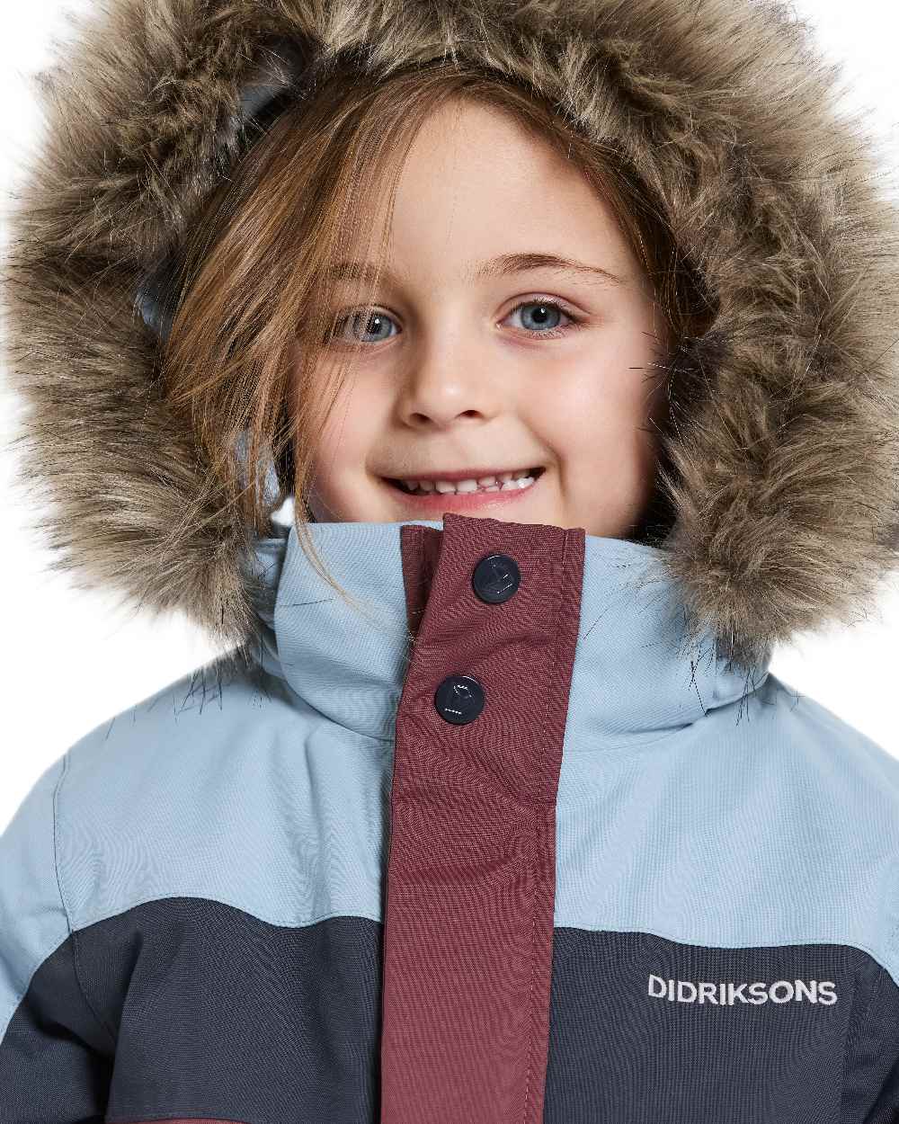 Anemon Red Coloured Didriksons Childrens Bjärven Coveralls on white background 