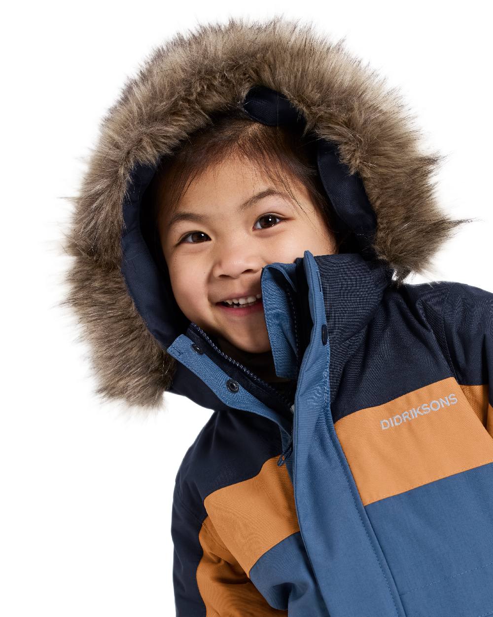 Galaxy Blue Coloured Didriksons Childrens Bjärven Coveralls on white background 