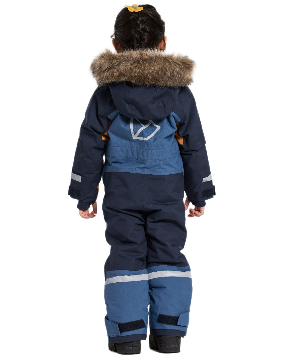 Galaxy Blue Coloured Didriksons Childrens Bjärven Coveralls on white background 
