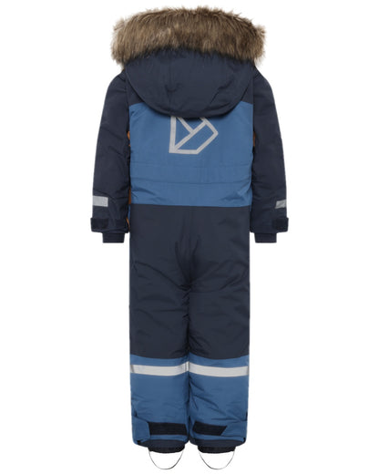 Galaxy Blue Coloured Didriksons Childrens Bjärven Coveralls on white background 