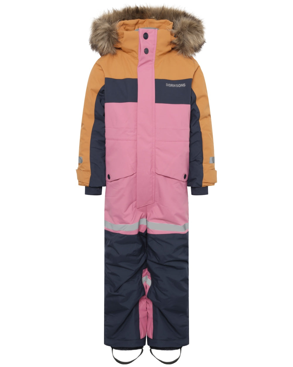 Heather Pink Coloured Didriksons Childrens Bjärven Coveralls on white background 