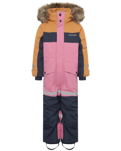 Heather Pink Coloured Didriksons Childrens Bjärven Coveralls on white background 