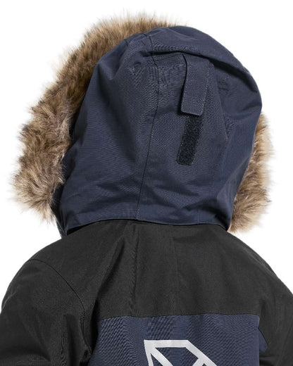 Navy Coloured Didriksons Childrens Bjärven Coveralls on white background 