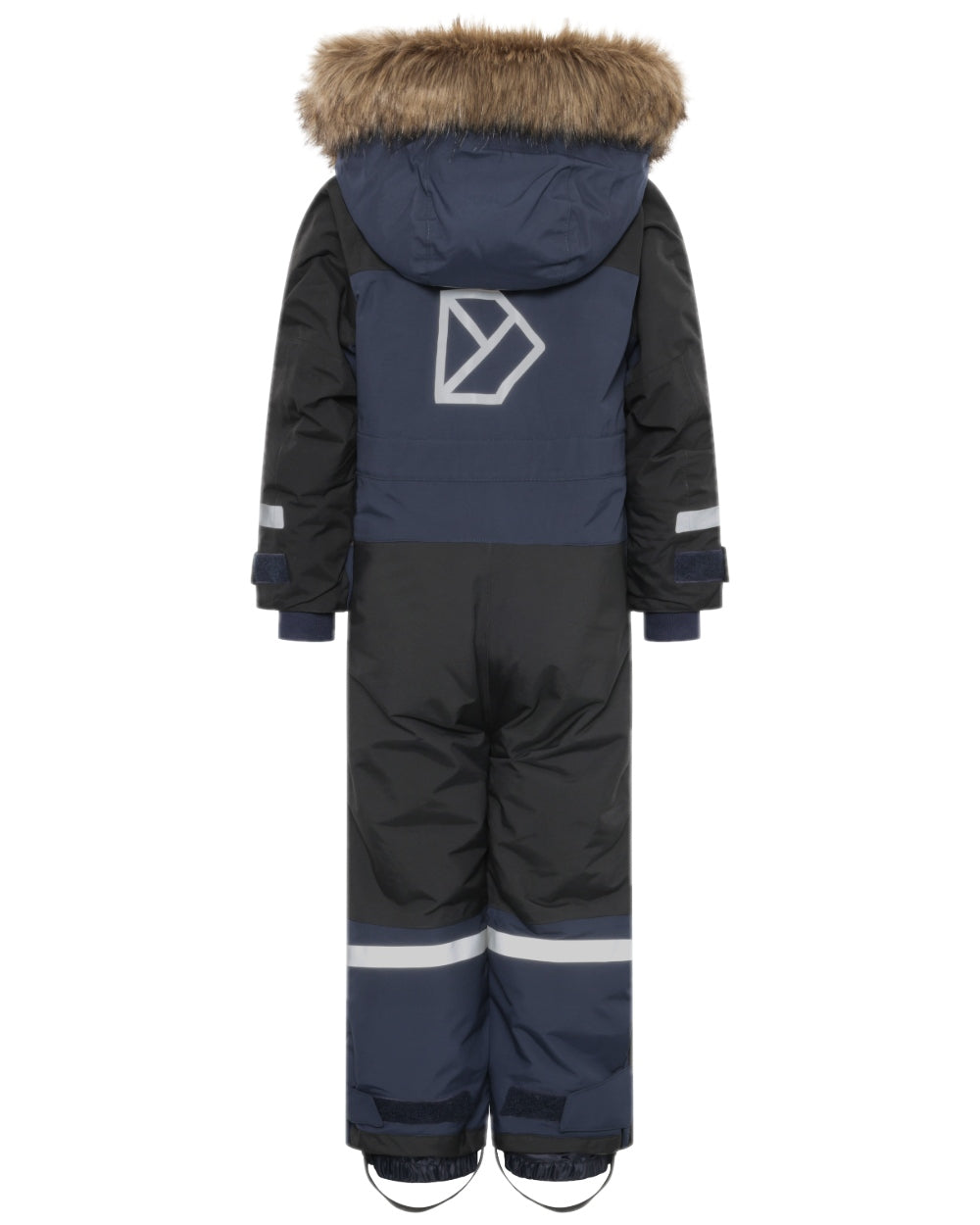 Navy Coloured Didriksons Childrens Bjärven Coveralls on white background 