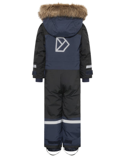 Navy Coloured Didriksons Childrens Bjärven Coveralls on white background 
