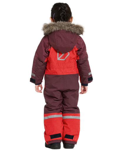Pomme Red Coloured Didriksons Childrens Bjärven Coveralls on white background 