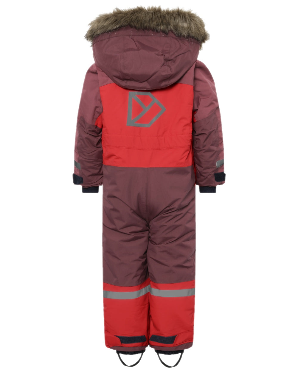 Pomme Red Coloured Didriksons Childrens Bjärven Coveralls on white background 