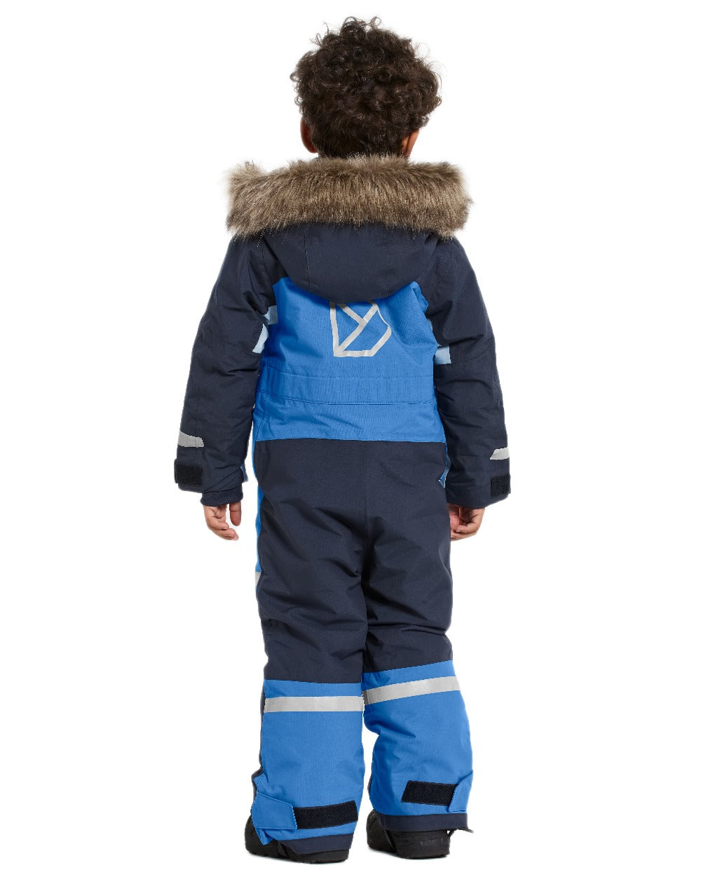 Sapphire Blue Coloured Didriksons Childrens Bjärven Coveralls on white background 