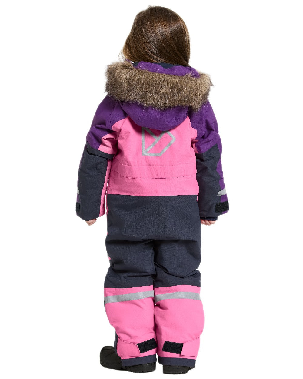 Sweet Pink Coloured Didriksons Childrens Bjärven Coveralls on white background 