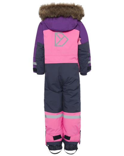 Sweet Pink Coloured Didriksons Childrens Bjärven Coveralls on white background 