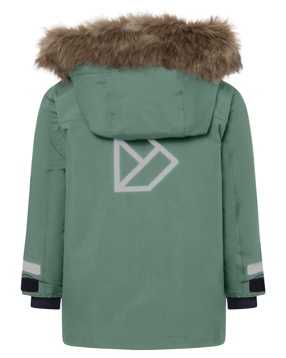 Dark Moss coloured Didriksons Childrens Bjarven Parka 5 on white background 