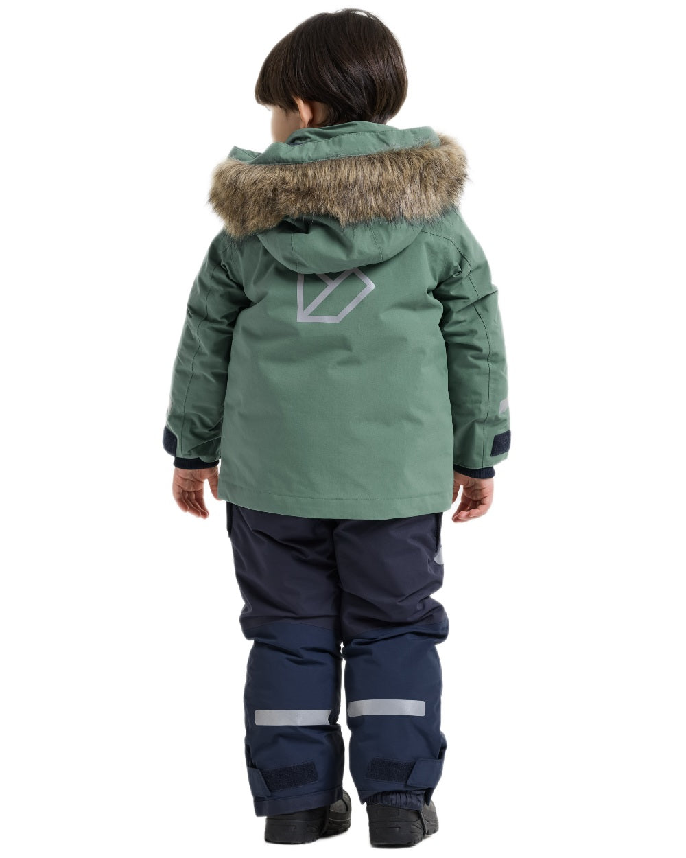 Dark Moss coloured Didriksons Childrens Bjarven Parka 5 on white background 